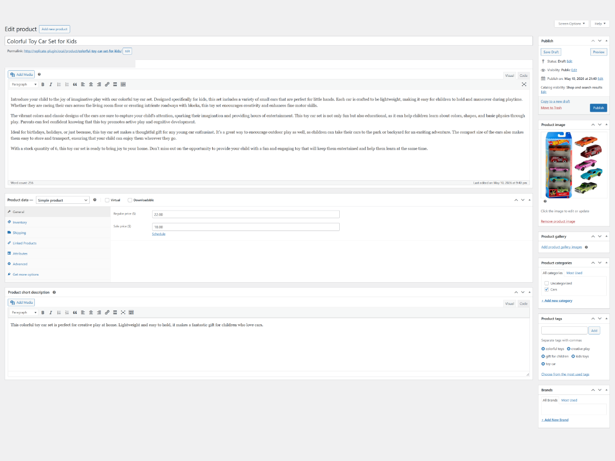 AI Product Studio Pro sample WooCommerce product result ready for review before publishing